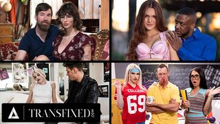 Transznemű csábítók forró válogatása – férfiak baszódnak hatalmas tőgyes travi csajokkal