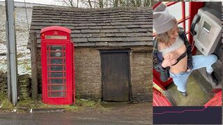 Durva élvezés közterületen piros telefonfülkében lush távvezérelt rezgővel az angol vidéken