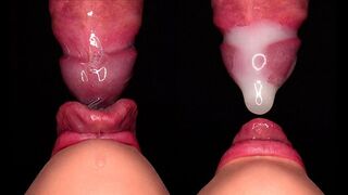 Közeli kép: a legjobb alsó nézetű cumizás óvszerrel! szétrobbantja az óvszert és játszik a spriccelt élvezettel!